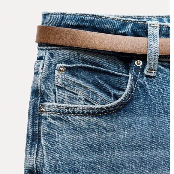 Zara Size 8 HIGH RISE Z1975 BELTED STRAIGHT LEG JEANS - Picture 5 of 6